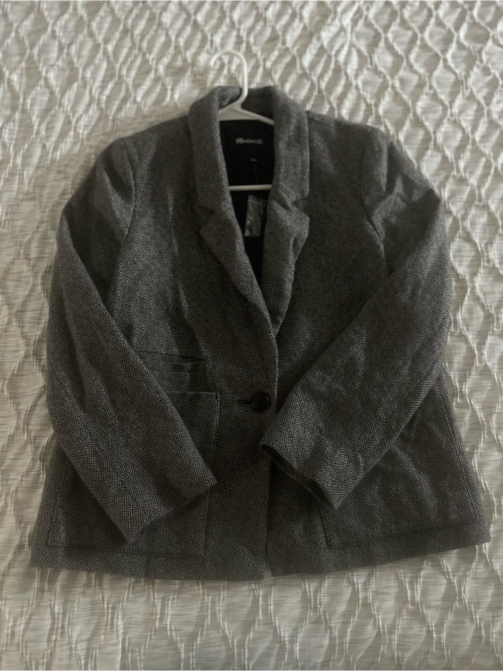Madewell Women's Gray Single-Button Patterned Blazer